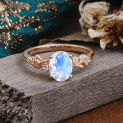 4 Prong Oval Moonstone Gold Ring for Timeless Love