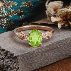 4 Prong Oval Peridot Gold Ring for Timeless Love