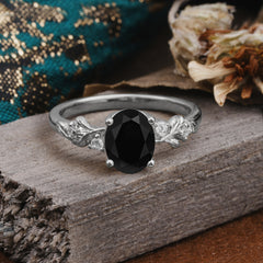 4 Prong Oval Black Onyx Gold Ring for Timeless Love