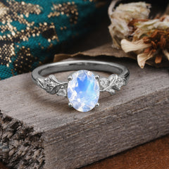 4 Prong Oval Moonstone Gold Ring for Timeless Love
