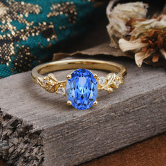 4 Prong Oval Sapphire Gold Ring for Timeless Love