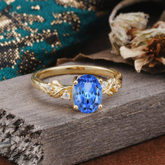 4 Prong Oval Sapphire Gold Ring for Timeless Love