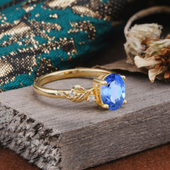 4 Prong Oval Sapphire Gold Ring for Timeless Love