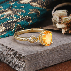 4 Prong Oval Citrine Gold Ring for Timeless Love