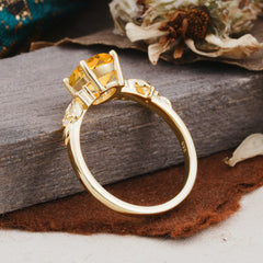 4 Prong Oval Citrine Gold Ring for Timeless Love