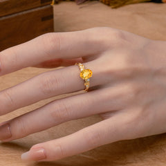 4 Prong Oval Citrine Gold Ring for Timeless Love