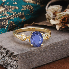 4 Prong Oval Tanzanite Gold Ring for Timeless Love