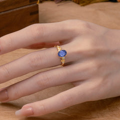 4 Prong Oval Tanzanite Gold Ring for Timeless Love