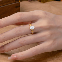 4 Prong Oval Lab Diamond Gold Ring for Timeless Love