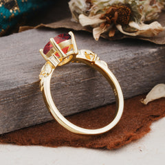 4 Prong Oval Garnet Gold Ring for Timeless Love