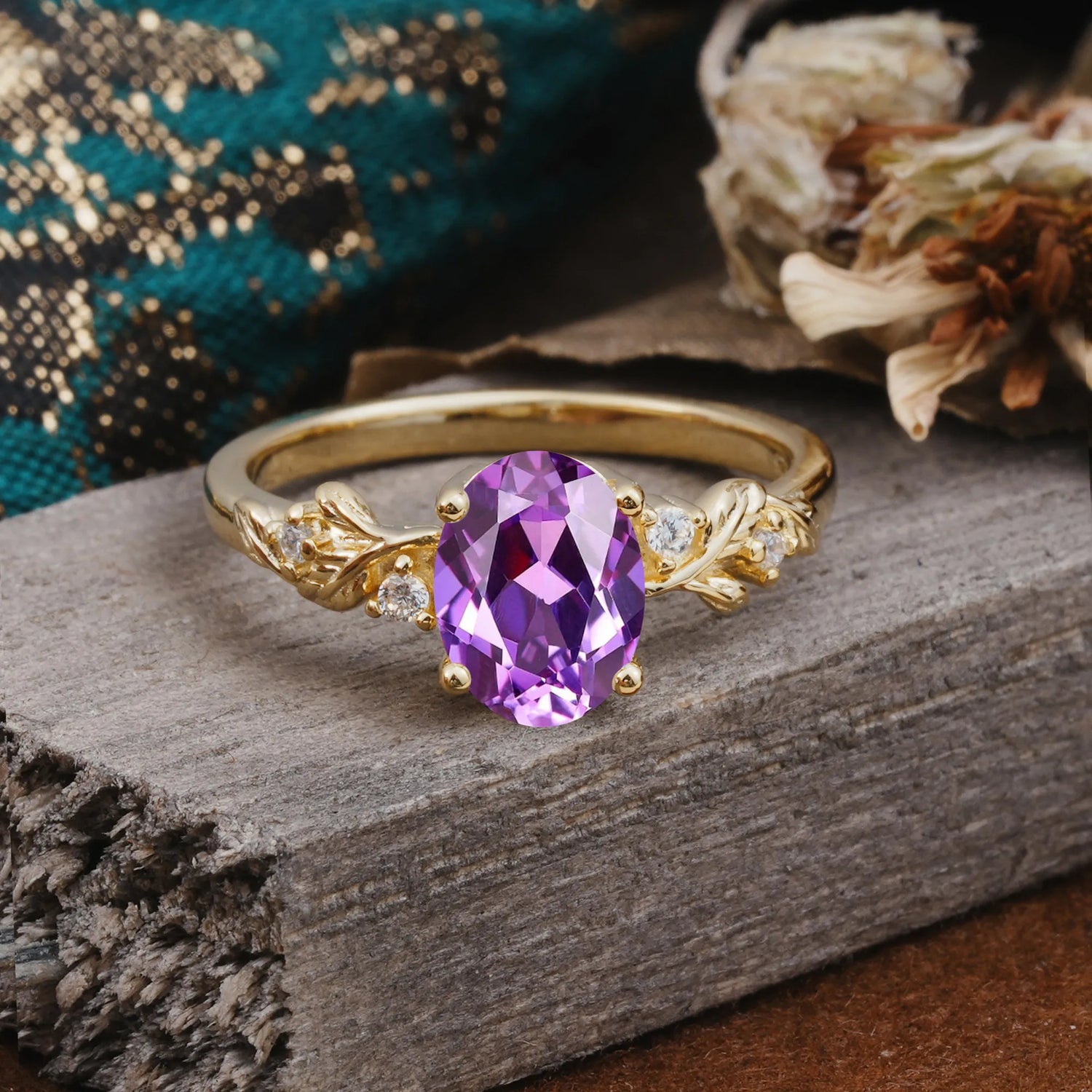 4 Prong Oval Amethyst Engagement Ring for Timeless Love