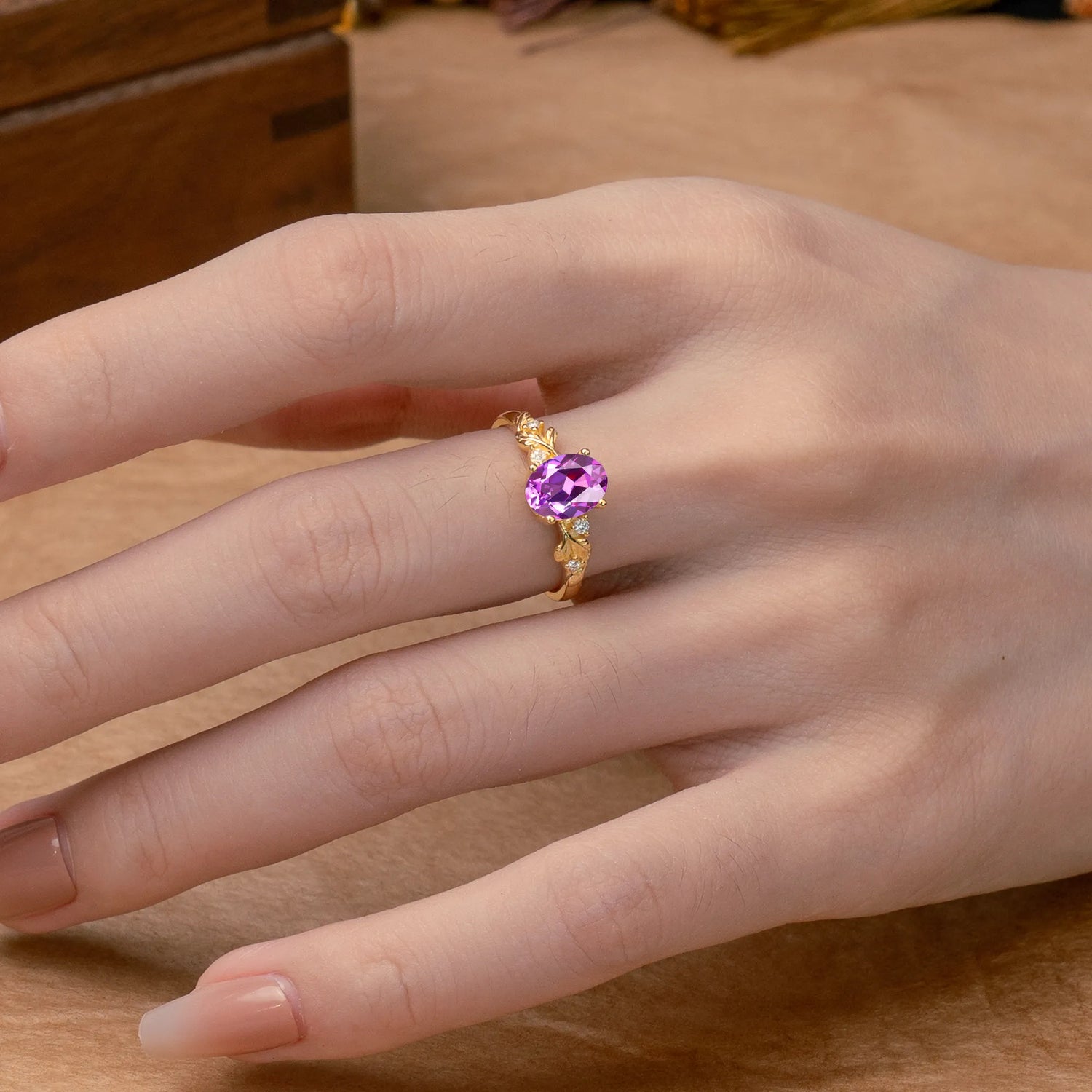 4 Prong Oval Amethyst Engagement Ring for Timeless Love