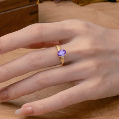 4 Prong Oval Amethyst Gold Ring for Timeless Love