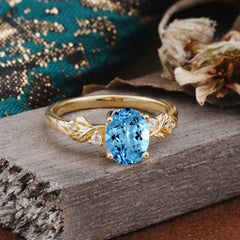 4 Prong Oval Aquamarine Gold Ring for Timeless Love