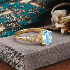 4 Prong Oval Aquamarine Gold Ring for Timeless Love