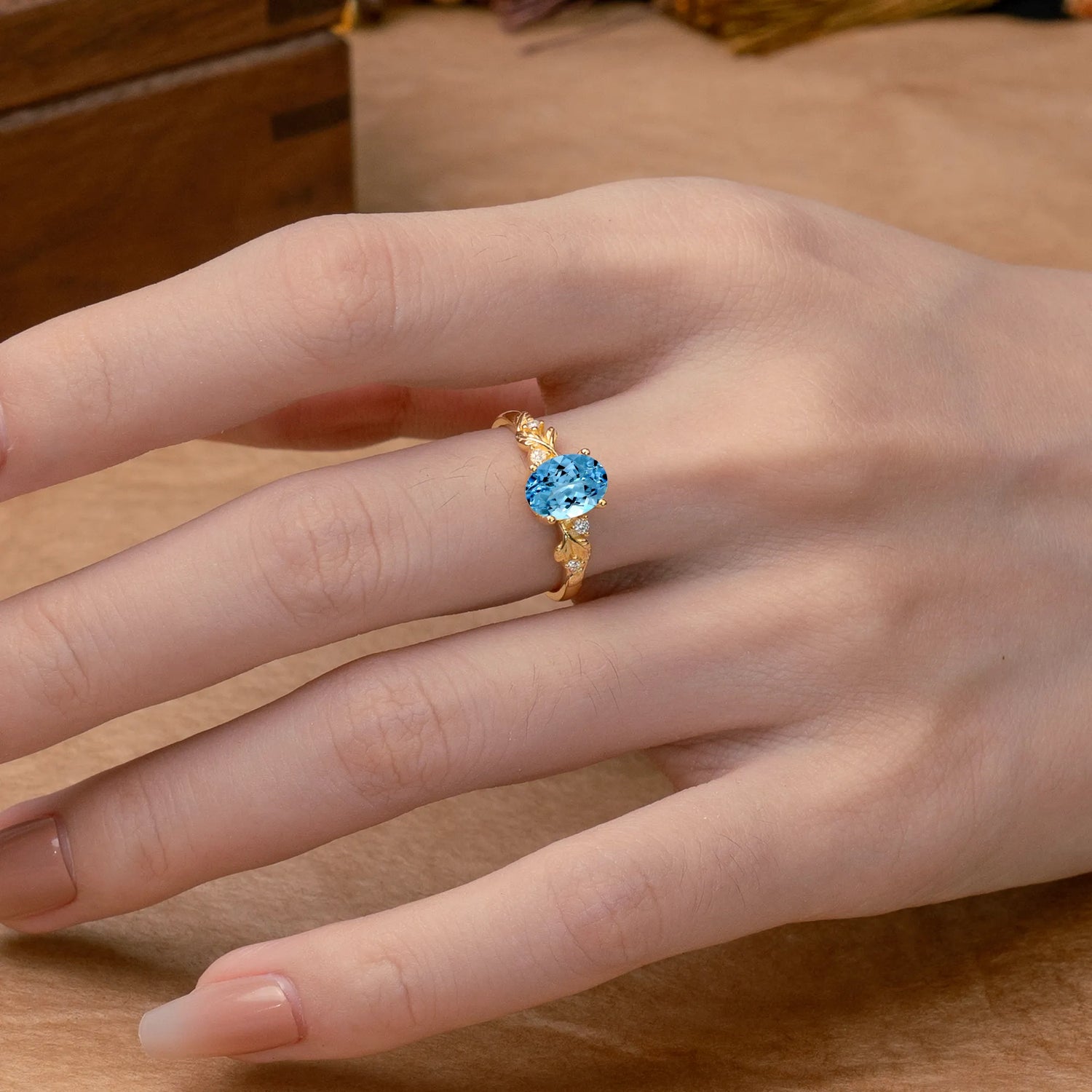 4 Prong Oval Aquamarine Engagement Ring for Timeless Love