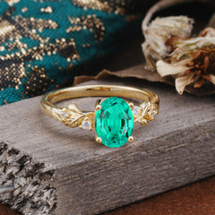 4 Prong Oval Emerald Gold Ring for Timeless Love