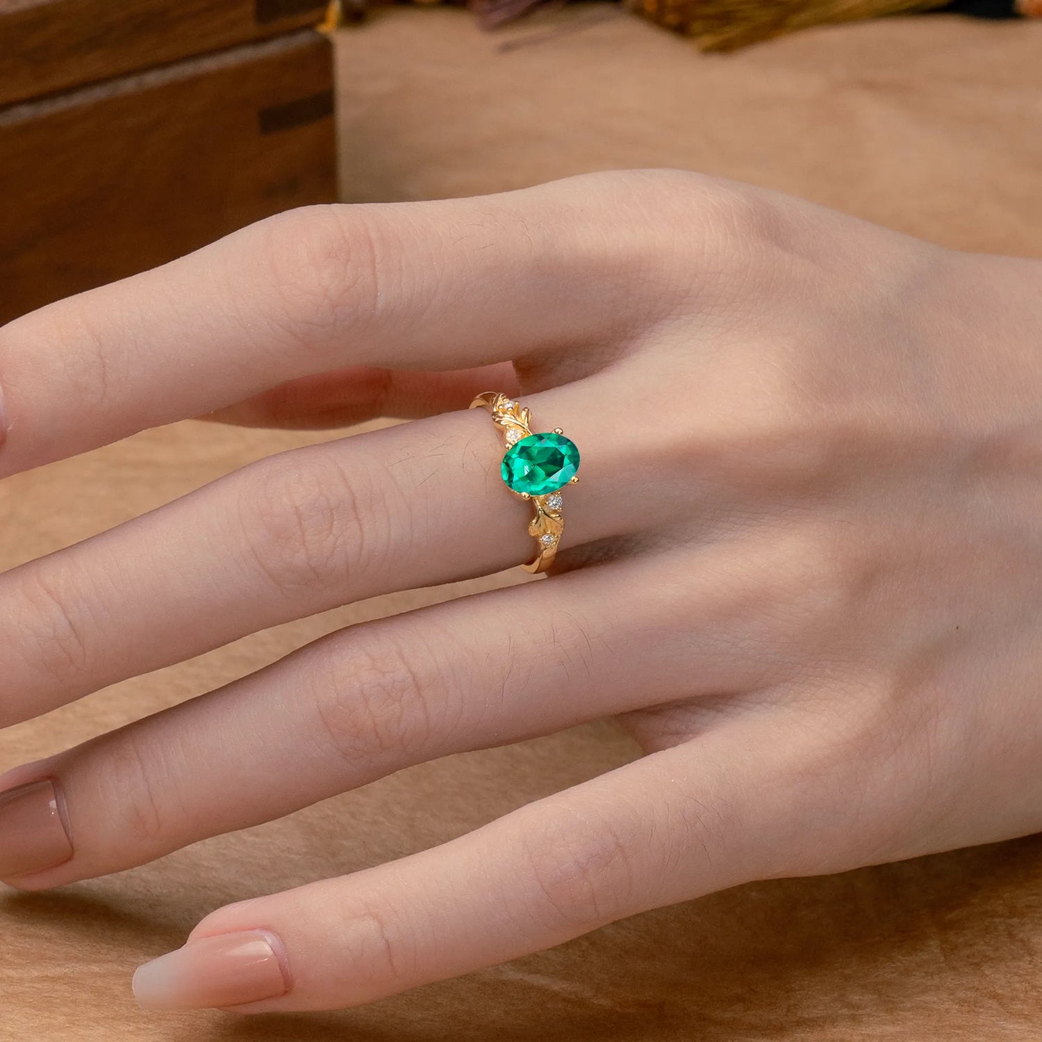 4 Prong Oval Emerald Engagement Ring for Timeless Love - Romalar Jewelry