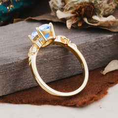 4 Prong Oval Moonstone Gold Ring for Timeless Love