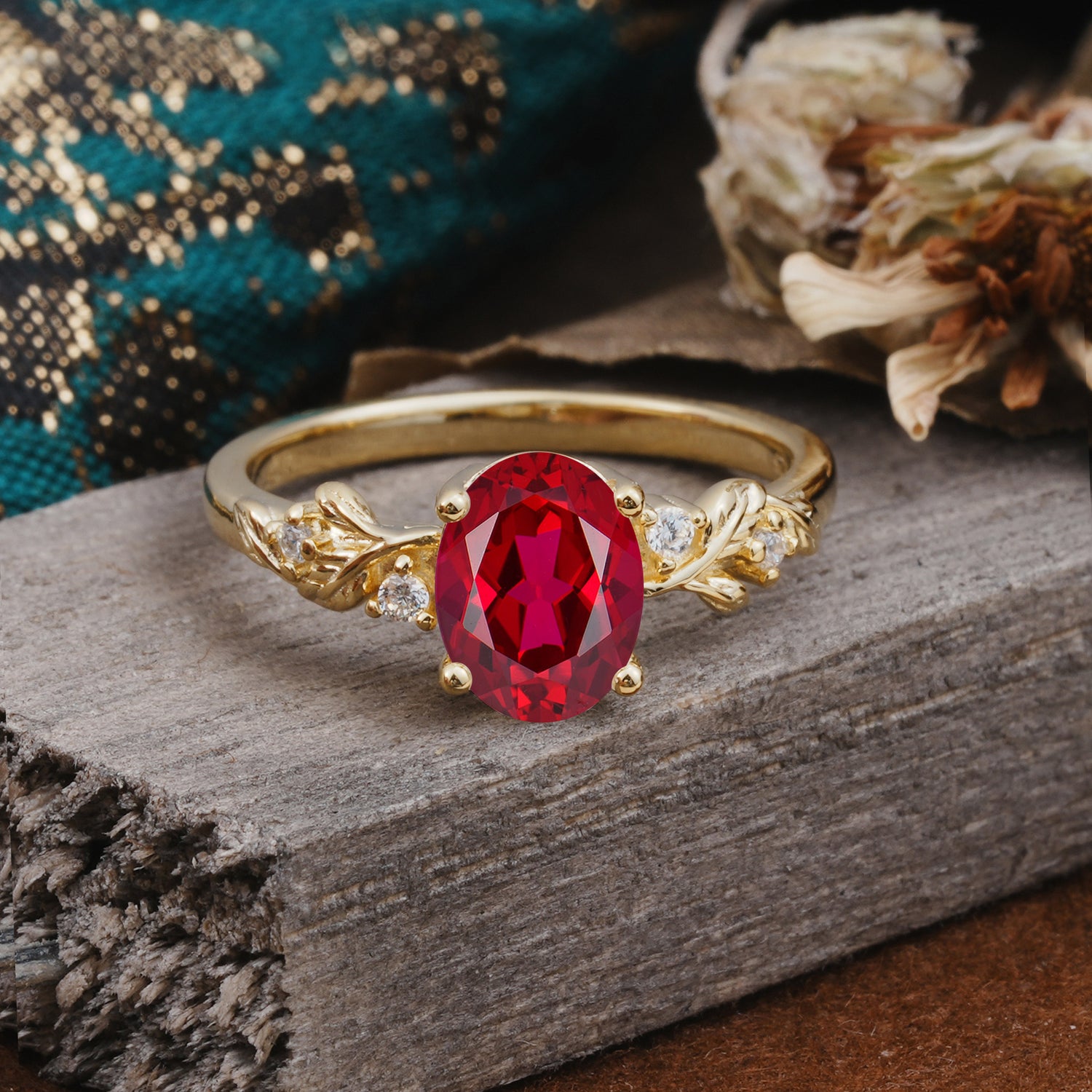 4 Prong Oval Ruby Engagement Ring for Timeless Love