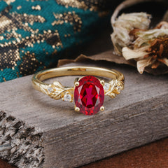 4 Prong Oval Ruby Gold Ring for Timeless Love