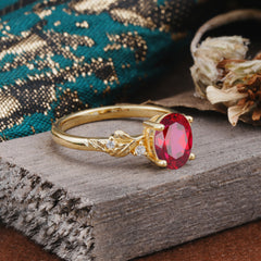 4 Prong Oval Ruby Gold Ring for Timeless Love
