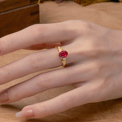 4 Prong Oval Ruby Gold Ring for Timeless Love