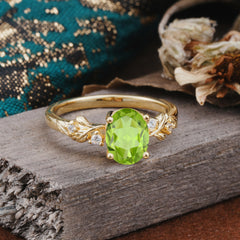 4 Prong Oval Peridot Gold Ring for Timeless Love