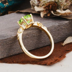 4 Prong Oval Peridot Gold Ring for Timeless Love