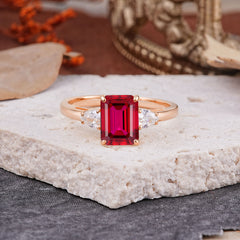 Vintage - Style 4 Prong Emerald Cut Ruby Ring