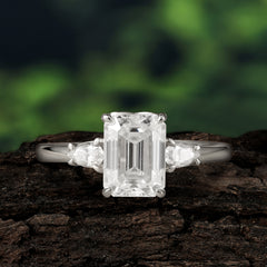 Vintage - Style Emerald Cut Moissanite Ring