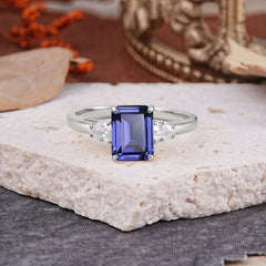 Vintage - Style 4 Prong Emerald Cut Tanzanite Ring