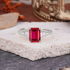 Vintage - Style 4 Prong Emerald Cut Ruby Ring