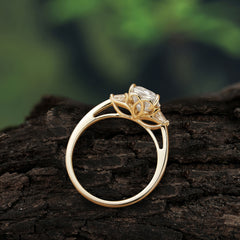 Vintage - Style Emerald Cut Moissanite Ring