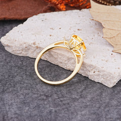 Vintage - Style 4 Prong Emerald Cut Citrine Ring