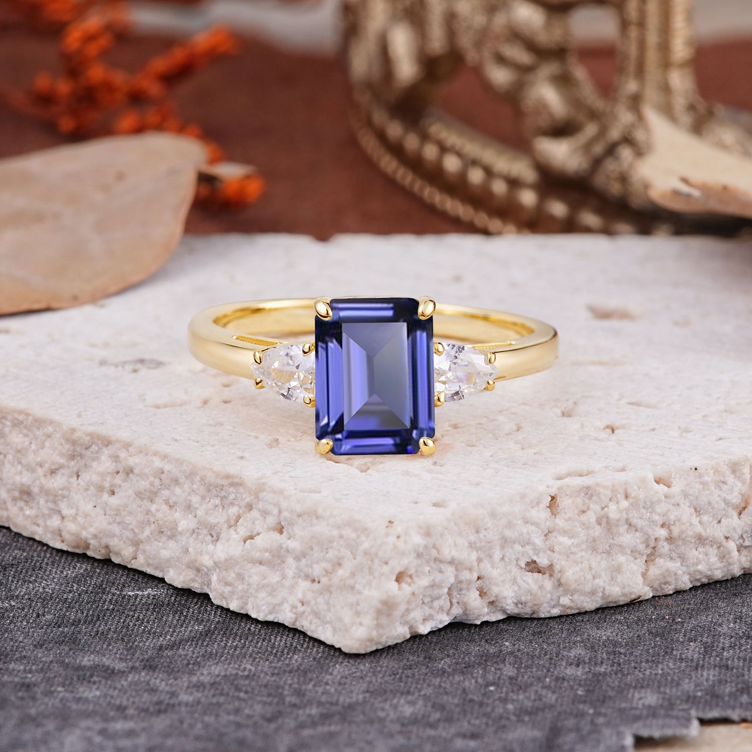 Vintage - Style 4 Prong Emerald Cut Tanzanite Engagement Ring