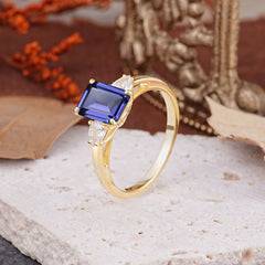 Vintage - Style 4 Prong Emerald Cut Tanzanite Ring