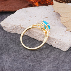 Vintage - Style 4 Prong Emerald Cut Turquoise Ring