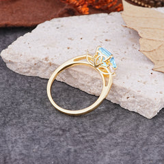 Vintage - Style 4 Prong Emerald Cut Aquamarine Ring