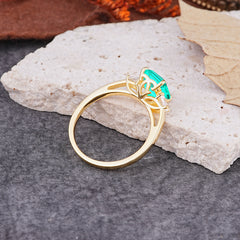 Vintage - Style 4 Prong Emerald Cut Emerald Ring