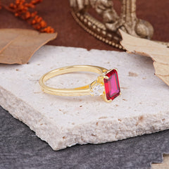 Vintage - Style 4 Prong Emerald Cut Ruby Ring