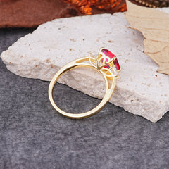 Vintage - Style 4 Prong Emerald Cut Ruby Ring