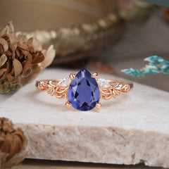 Romantic 4-Prong Pear-Cut Tanzanite Engagement Ring