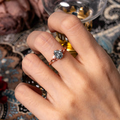 Romantic 4-Prong Pear-Cut Black Rutilated Quartz Engagement Ring