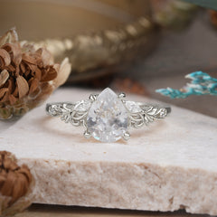 Romantic 4-Prong Pear-Cut Moissanite Engagement Ring
