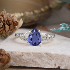 Romantic 4-Prong Pear-Cut Tanzanite Engagement Ring
