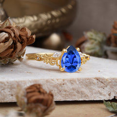 Romantic 4-Prong Pear-Cut Sapphire Engagement Ring