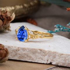 Romantic 4-Prong Pear-Cut Sapphire Engagement Ring