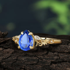 Romantic 4-Prong Pear-Cut Sapphire Engagement Ring