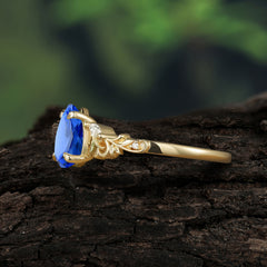 Romantic 4-Prong Pear-Cut Sapphire Engagement Ring